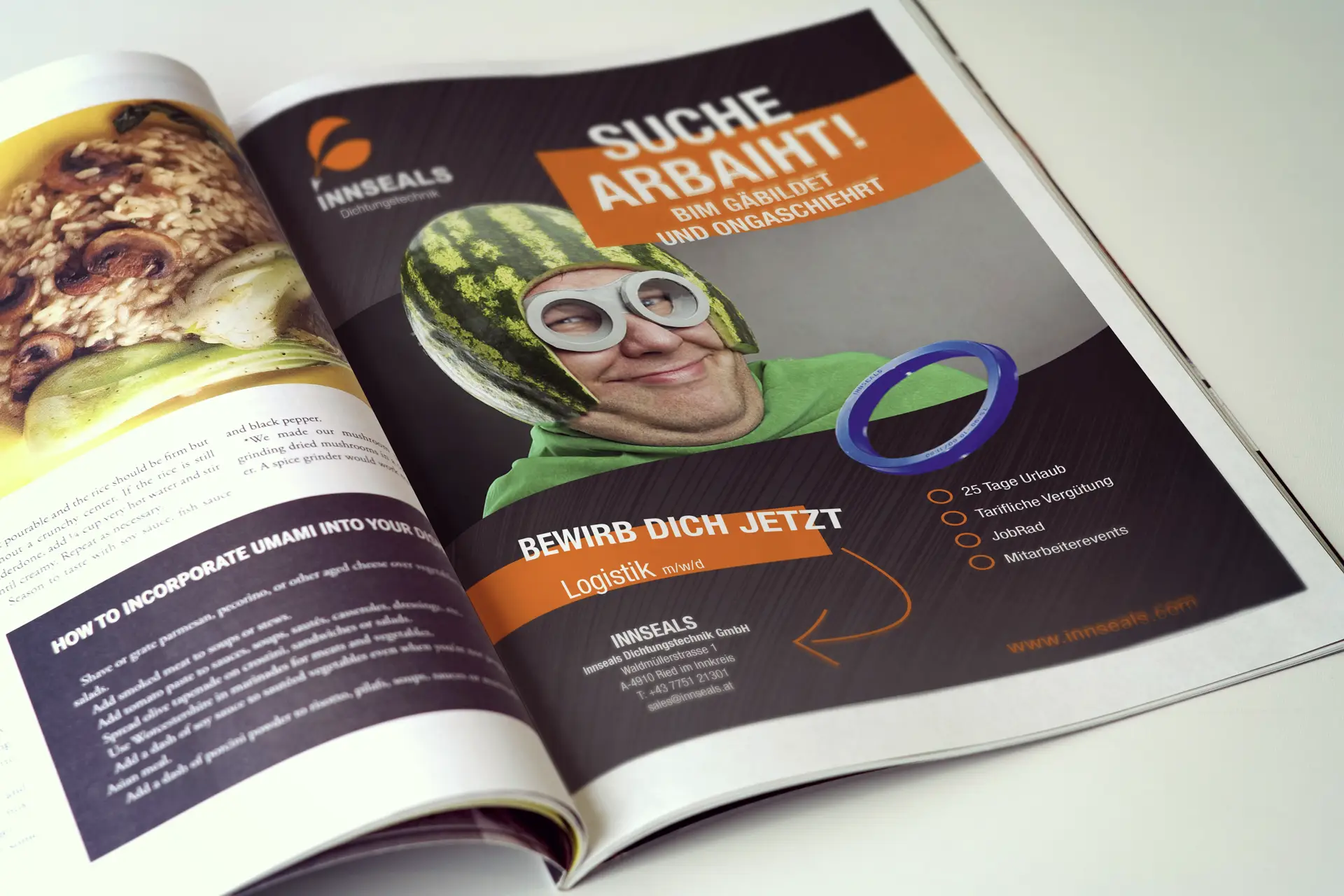 Innseals Zeitungsinserat für Mitarbeitersuche